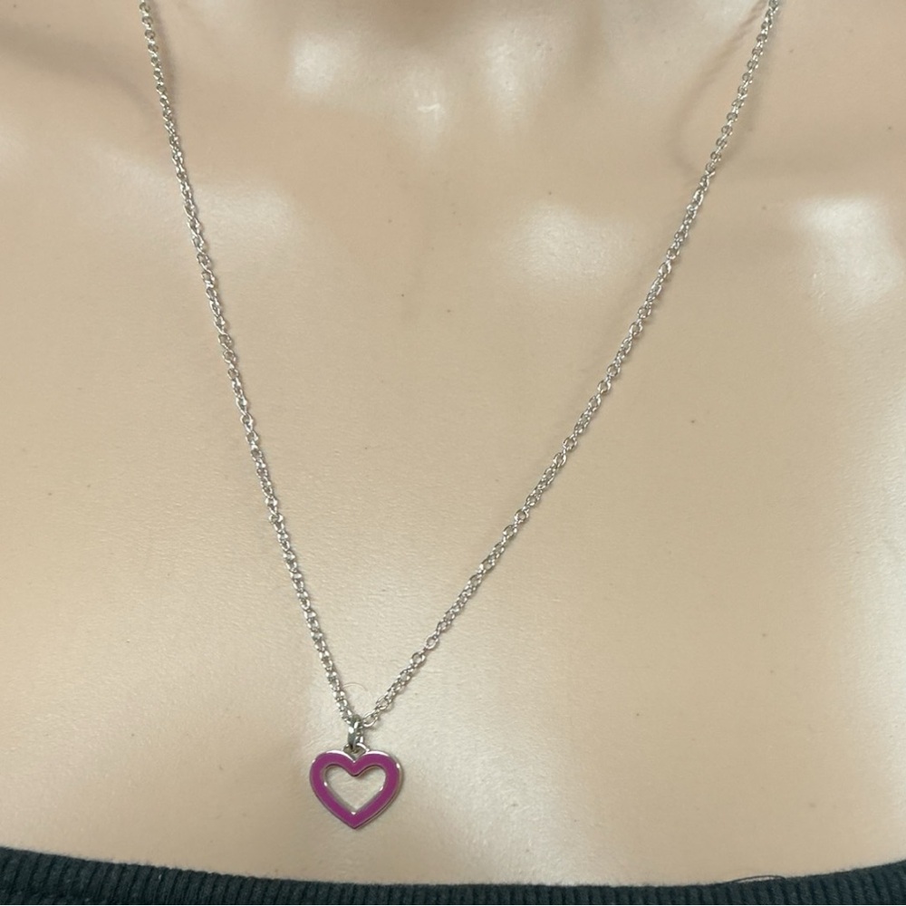 Coach - Purple Heart Silver Necklace Dainty Chain